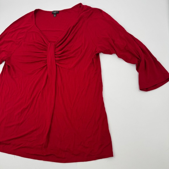 Talbots Women's Red Long Sleeve Twist Front Top‎ Blouse - Picture 3 of 8